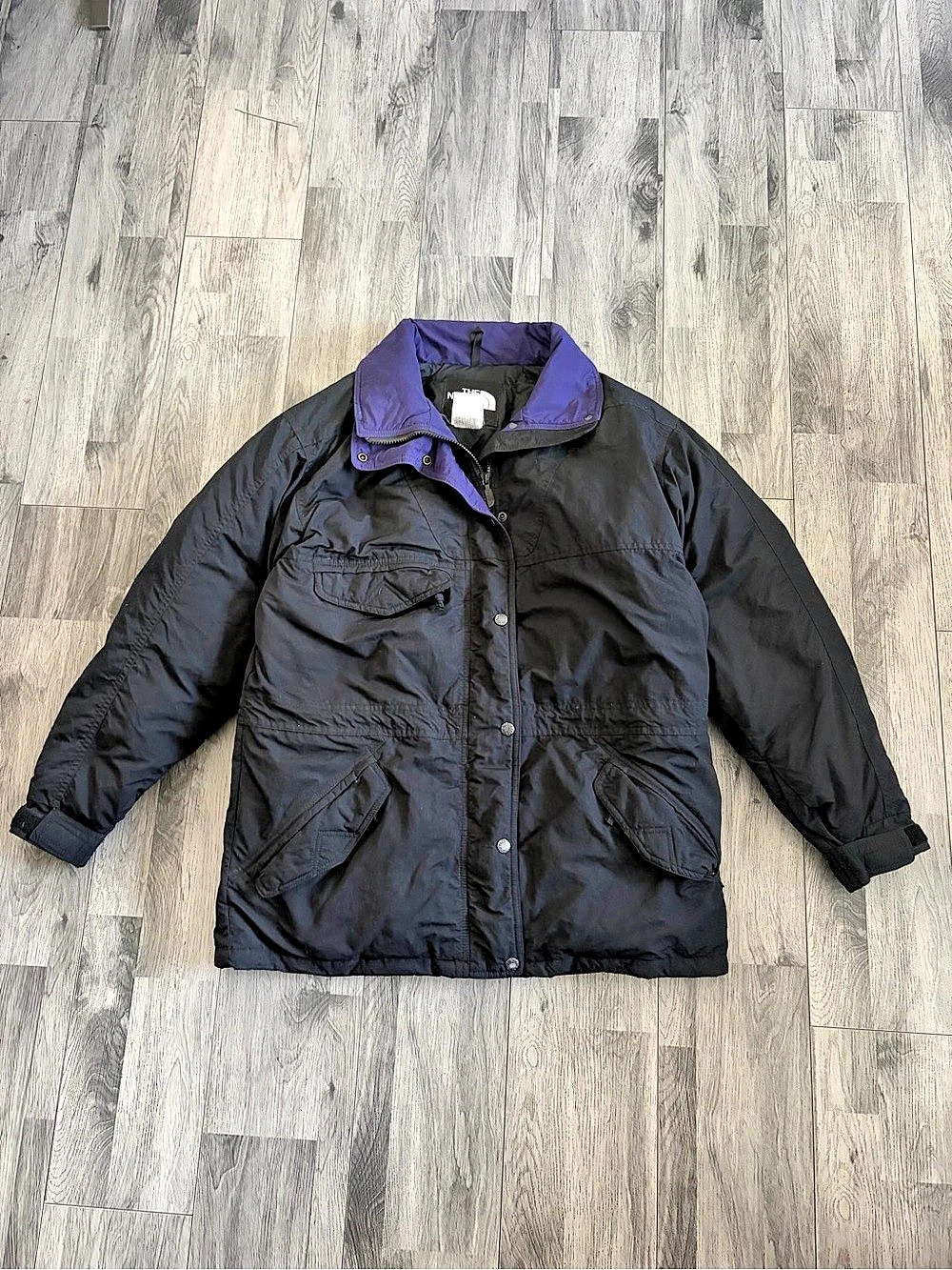 The North Face Puffer Nylon Field Jacket Black & Purple Size Large